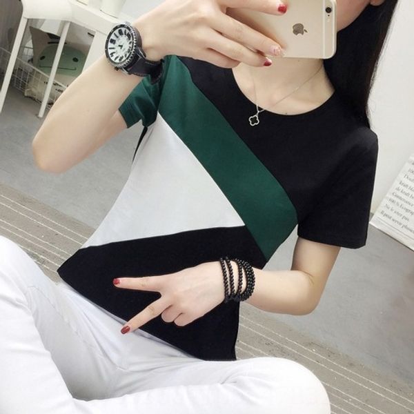 short-sleeved t- female 2019 women's half-sleeve t- shirt slim stitching women's base shirt casual, White
short-sleeved t- female 2019 women's half-sleeve t- shirt slim stitching women's base shirt casual, White