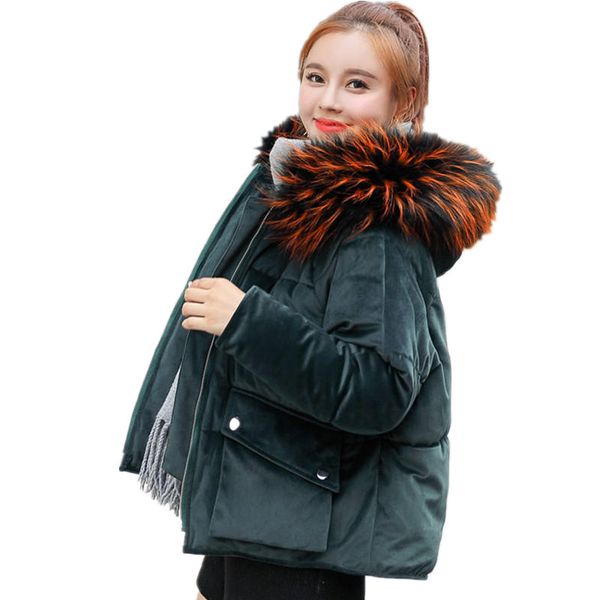 down cotton jacket women velvet winter coat parka loose hooded fur collar warm thicken coat female padded oversize jacket q1899, Black
down cotton jacket women velvet winter coat parka loose hooded fur collar warm thicken coat female padded oversize jacket q1899, Black