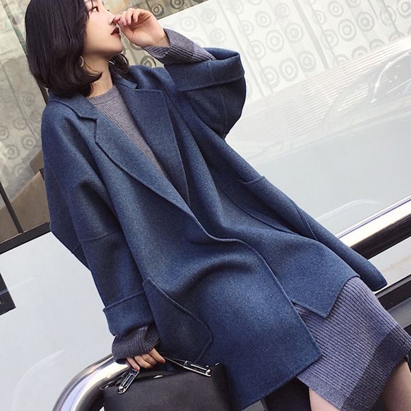 women elegant winter wool overcoat long loose cashmere coat cardigan loose plus size, Black
women elegant winter wool overcoat long loose cashmere coat cardigan loose plus size, Black