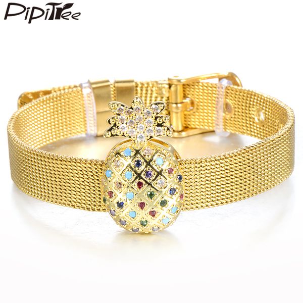 pipitree stainless steel large pineapple bracelet female lady gift buckle mesh chain cz zircon charm bracelets for women jewelry, Golden;silver
pipitree stainless steel large pineapple bracelet female lady gift buckle mesh chain cz zircon charm bracelets for women jewelry, Golden;silver