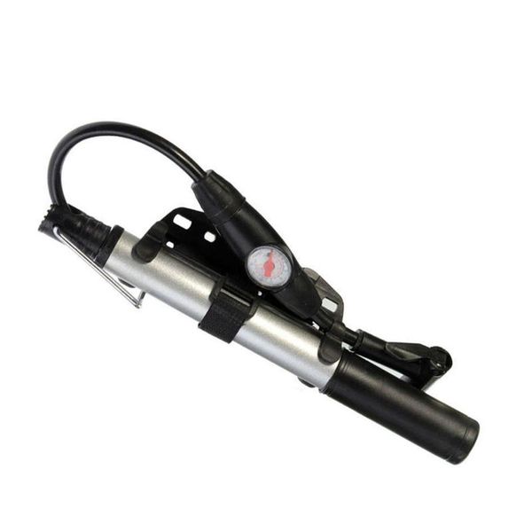 mini bike pressure pump portable bicycle tyre pump cycling air inflator with gauge (black