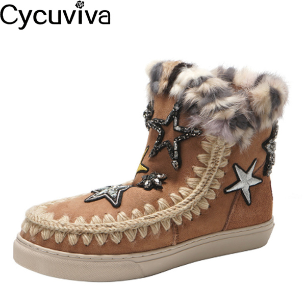 thick fur women snow boots cozy kidsuede gear shape ankle boots star applique round toe flat platform warm winter shoes woman, Black
thick fur women snow boots cozy kidsuede gear shape ankle boots star applique round toe flat platform warm winter shoes woman, Black