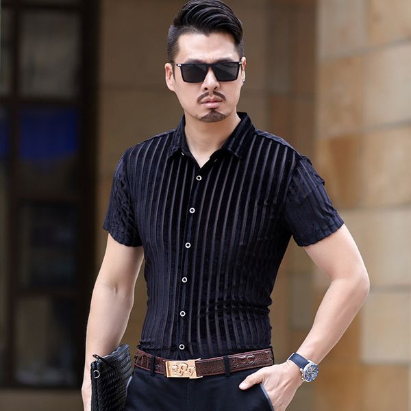 simple style vertical stripes business casual short sleeve shirt summer 2019 new quality velvet soft comfortable men shirt -3xl, White;black
simple style vertical stripes business casual short sleeve shirt summer 2019 new quality velvet soft comfortable men shirt -3xl, White;black