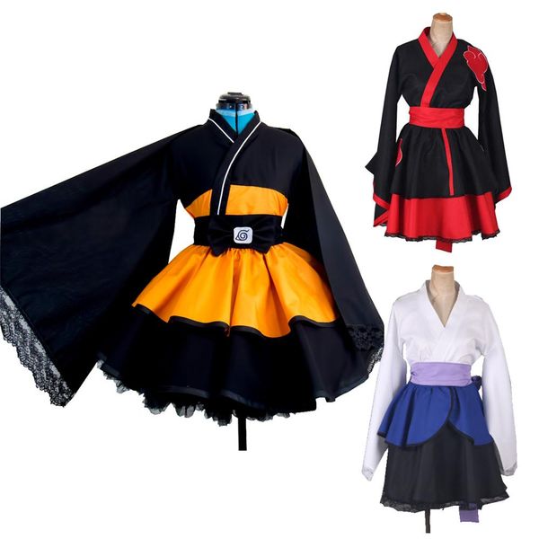 

naruto akatsuki uzumaki naruto cosplay costume lolita dresses kimono robe women men anime cosplay halloween party uniforms, Blue