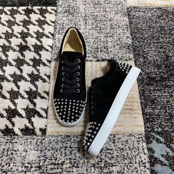 elegant low- black suede leather ,seavaste 2 spikes red bottom sneakers shoes for men,women luxury designer casual walking with box
elegant low- black suede leather ,seavaste 2 spikes red bottom sneakers shoes for men,women luxury designer casual walking with box