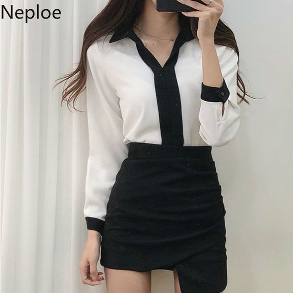 women's blouses & shirts neploe contrast color chiffon blouse women spring 2021 korean chic v neck long sleeve female casual office lad, White
women's blouses & shirts neploe contrast color chiffon blouse women spring 2021 korean chic v neck long sleeve female casual office lad, White