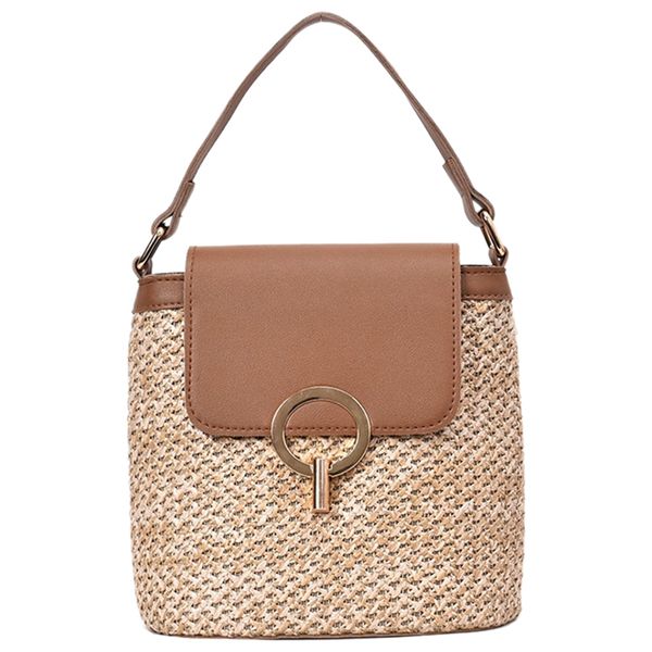 women's small straw bucket bag straw bag shoulder messenger wild handbag
