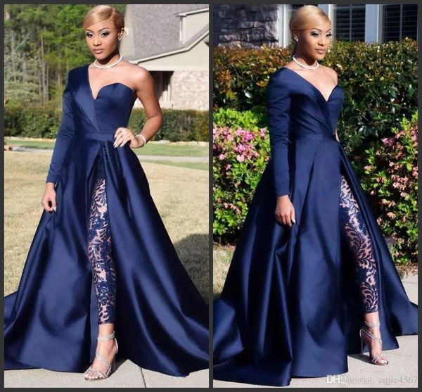 2019 new elegant one shoulder long sleeve evening dresses pant suits a line dark navy split prom party gowns jumpsuit celebrity dresses, Black;red
2019 new elegant one shoulder long sleeve evening dresses pant suits a line dark navy split prom party gowns jumpsuit celebrity dresses, Black;red