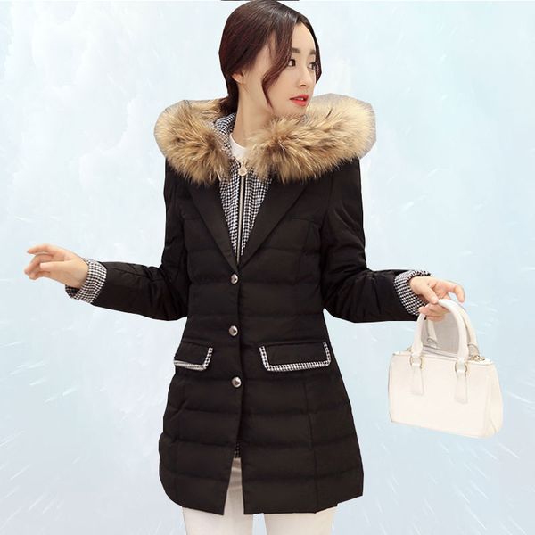 stitching houndstooth fake two 90% down jacket 2019 casual winter jacket women long hooded fur collar white duck down outwear 15, Black
stitching houndstooth fake two 90% down jacket 2019 casual winter jacket women long hooded fur collar white duck down outwear 15, Black