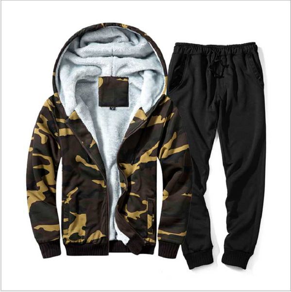 men's tracksuits leisure sports suit, large-size camouflage plush and thicker autumn winter hooded suit for men, Gray
men's tracksuits leisure sports suit, large-size camouflage plush and thicker autumn winter hooded suit for men, Gray