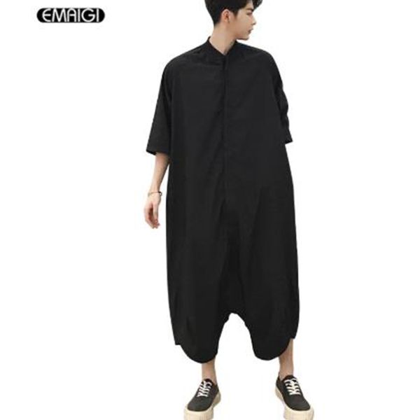 men short sleeve thin casual shirt jumpsuit male loose a piece harem pants overalls tooling jumpsuit hiphop fashion trousers, Black
men short sleeve thin casual shirt jumpsuit male loose a piece harem pants overalls tooling jumpsuit hiphop fashion trousers, Black