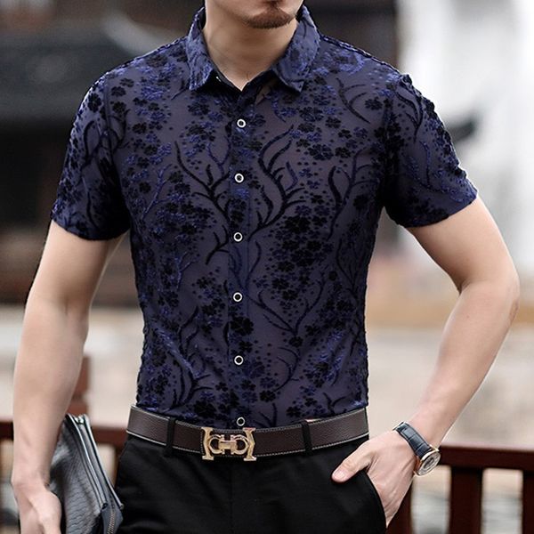 men's casual shirts men floral transparent short sleeve shirt black blue camicia uomo camisa hombre hawaiian social camisas, White;black
men's casual shirts men floral transparent short sleeve shirt black blue camicia uomo camisa hombre hawaiian social camisas, White;black