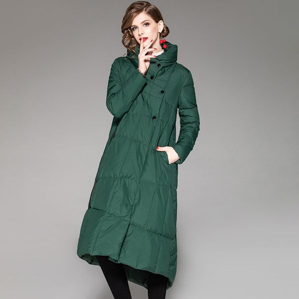 women's winter down dress temperament fashion new long sleeve mid-long dual bag down dress, Black
women's winter down dress temperament fashion new long sleeve mid-long dual bag down dress, Black