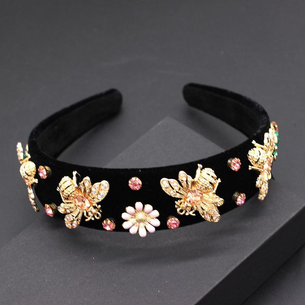 baroque court crown retro cross wide headband hairpin bridal headband 255, Golden;white