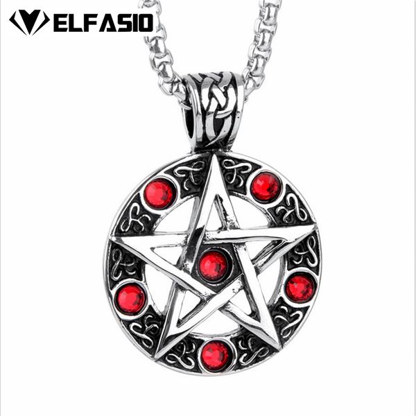 men's boy's celtic star pentagram red/blue stainless steel pendant with necklace chain 51-76cm, Silver
men's boy's celtic star pentagram red/blue stainless steel pendant with necklace chain 51-76cm, Silver