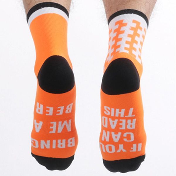 men professional letter print cycling socks all season outdoor calf length sport racing socks, Black
men professional letter print cycling socks all season outdoor calf length sport racing socks, Black