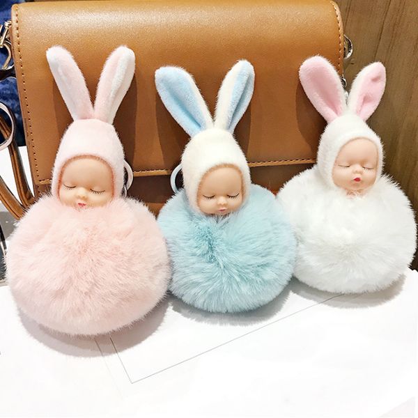 pink dreaming doll pom pom stuffed rabbit sleeping baby doll keychain cartoon fur ball car key ring plush toys girls bag pendant
pink dreaming doll pom pom stuffed rabbit sleeping baby doll keychain cartoon fur ball car key ring plush toys girls bag pendant