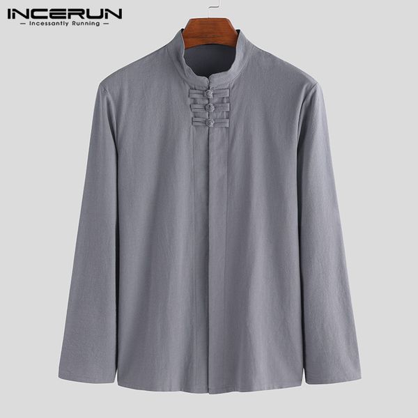 incerun vintage mens long sleeve shirt stand collar cotton solid casual retro shirts men button streetwear camisas hombre 2019, White;black
incerun vintage mens long sleeve shirt stand collar cotton solid casual retro shirts men button streetwear camisas hombre 2019, White;black