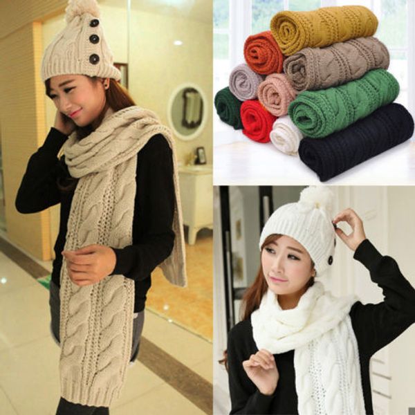 

Women Solid Cashmere Scarves Lady Winter Thicken Warm Soft Pashmina Shawls Wraps Pink Black Female Knitted Wool Long Scarf New