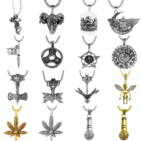fashion 2019 new men pendant necklace vintage skull bullhead eagle steering wheel viking microphone design men colar, Silver
fashion 2019 new men pendant necklace vintage skull bullhead eagle steering wheel viking microphone design men colar, Silver