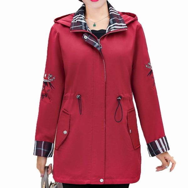 autumn woman hooded jacket red pink navy blue outerwear with hood flower bird embroidery sleeve zipper front basic coats women, Black;brown
autumn woman hooded jacket red pink navy blue outerwear with hood flower bird embroidery sleeve zipper front basic coats women, Black;brown