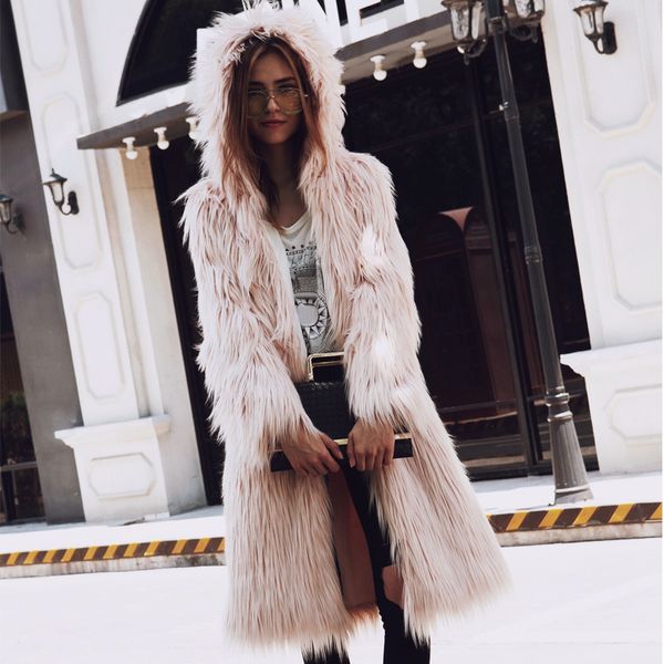 women hooded coat chic outerwear overcoat trenchcoat hairy long style faux fur coat winter fluffy thicken warmer hoodie, Black
women hooded coat chic outerwear overcoat trenchcoat hairy long style faux fur coat winter fluffy thicken warmer hoodie, Black