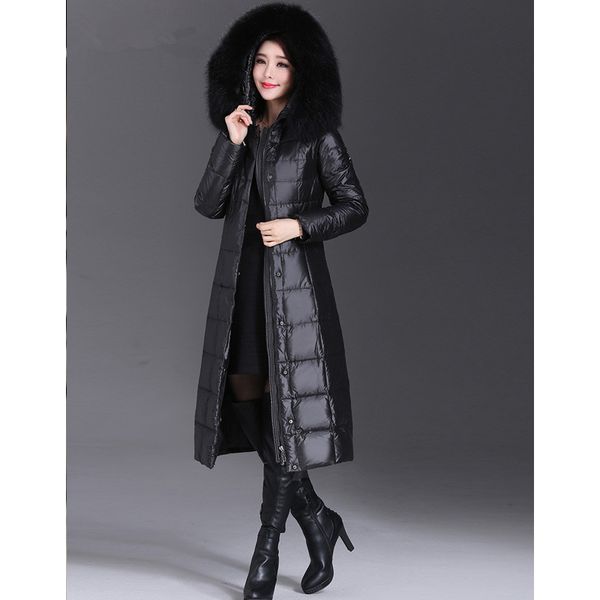 women's down jacket long thickening down coat with real fur hood 2020 winter jackets large size 5xl mom clothing 3508#, Black 
women's down jacket long thickening down coat with real fur hood 2020 winter jackets large size 5xl mom clothing 3508#, Black
