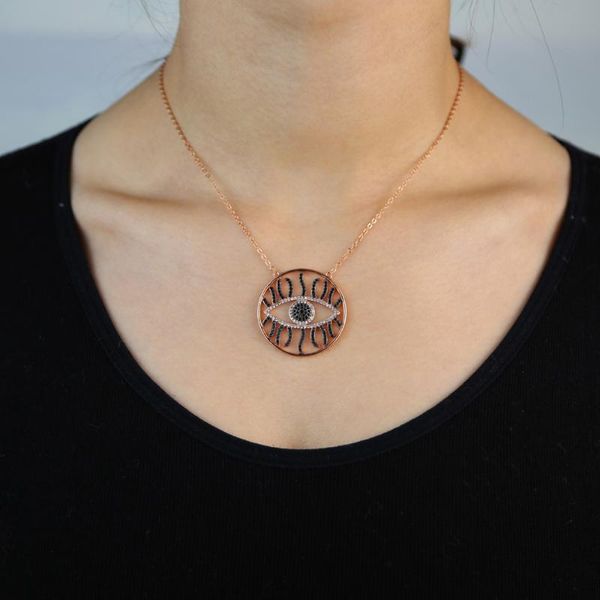 big round eye pendant necklace rose gold color link chain necklace fashion trendy women engagement wedding party jewelry gift, Silver
big round eye pendant necklace rose gold color link chain necklace fashion trendy women engagement wedding party jewelry gift, Silver