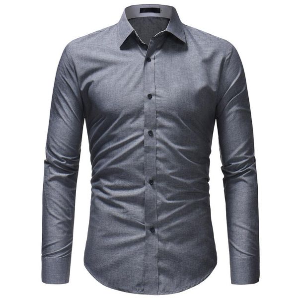2020 dress shirt men men casual long sleeved printed shirts slim fit male social business clothing camisas para hombre, White;black