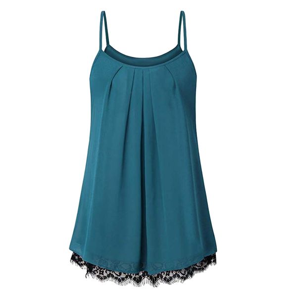 party summer women vest loose chiffon spaghetti strap travel ladies lace edge dating casual crew neck pleated daily, White
party summer women vest loose chiffon spaghetti strap travel ladies lace edge dating casual crew neck pleated daily, White