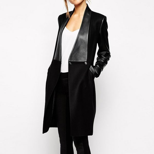 2017 ukraine spring winter women coat gothic punk black pu leather patchwork collar splicing jacket long wool overcoat xl, Black;brown
2017 ukraine spring winter women coat gothic punk black pu leather patchwork collar splicing jacket long wool overcoat xl, Black;brown