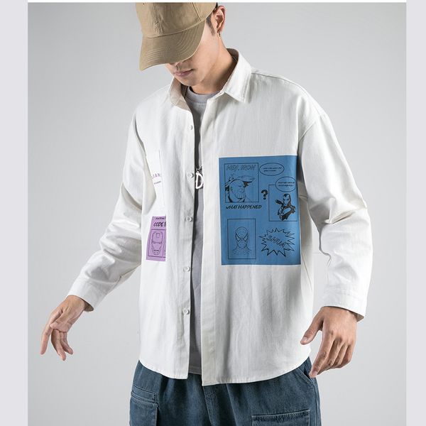 men shirt fast fashion autumn spring chemise homme casual long sleeve loose printing shirt men ing, White;black
men shirt fast fashion autumn spring chemise homme casual long sleeve loose printing shirt men ing, White;black
