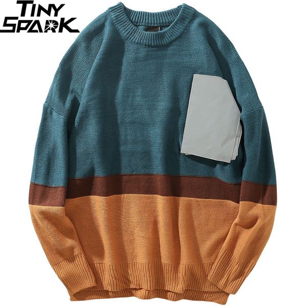 hip hop knitted sweater mens streetwear vintage color block patchwork pullover sweater fashion autumn 2019 cotton pocket, White;black
hip hop knitted sweater mens streetwear vintage color block patchwork pullover sweater fashion autumn 2019 cotton pocket, White;black