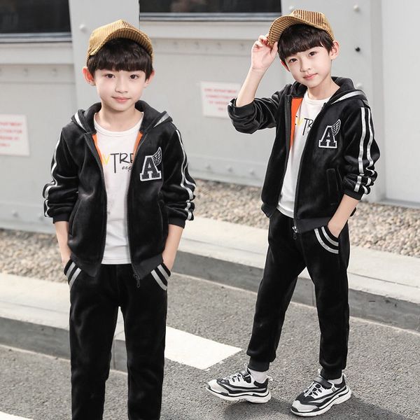 siddons winter kids clothes for boys with cap and zipper style double sided velvet tracksuits from factory outlets, White
siddons winter kids clothes for boys with cap and zipper style double sided velvet tracksuits from factory outlets, White