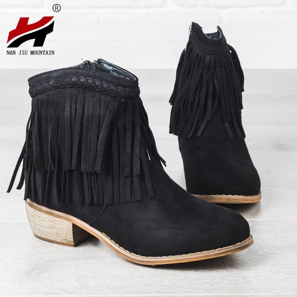 nan jiu mountain 2020 women short boots 4 colors fringe round head low heel ankle boots women's shoes plus size 35-43, Black
nan jiu mountain 2020 women short boots 4 colors fringe round head low heel ankle boots women's shoes plus size 35-43, Black
