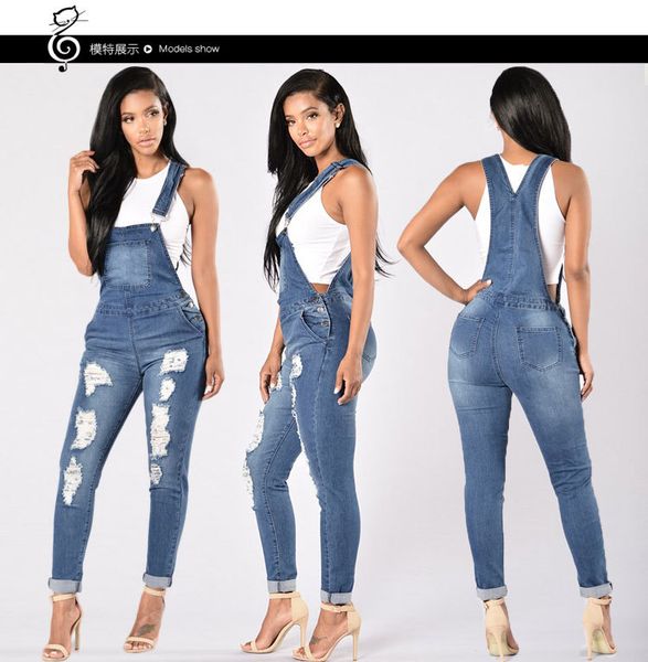 new style european and american-style selling with holes cowboy suspender pants women's, Blue
new style european and american-style selling with holes cowboy suspender pants women's, Blue