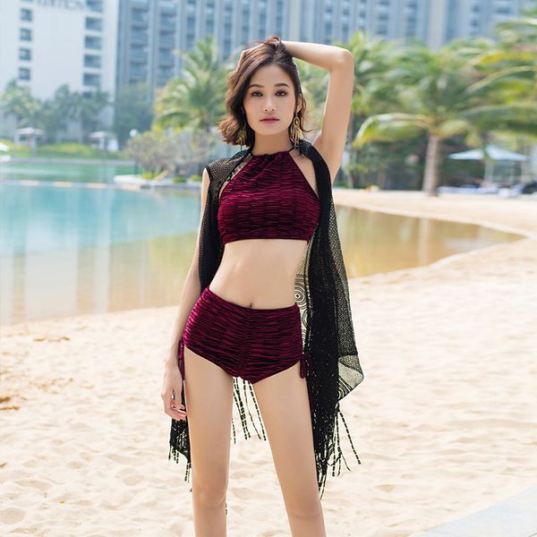 swimsuit female ins web celebrity beach spa models show of tall waist bud silk blouse bikini three-piece suit, White;black
swimsuit female ins web celebrity beach spa models show of tall waist bud silk blouse bikini three-piece suit, White;black