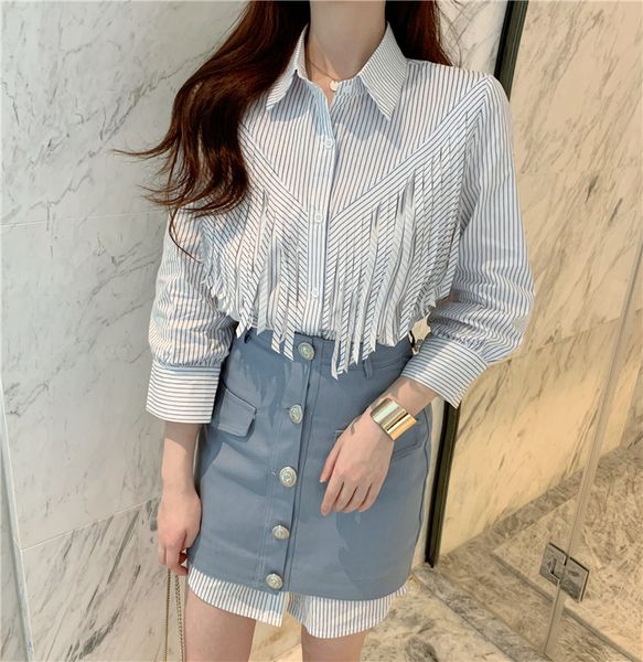 two pieces sets women's dress long shirt dress with mini skirt set femme women sets, White
two pieces sets women's dress long shirt dress with mini skirt set femme women sets, White