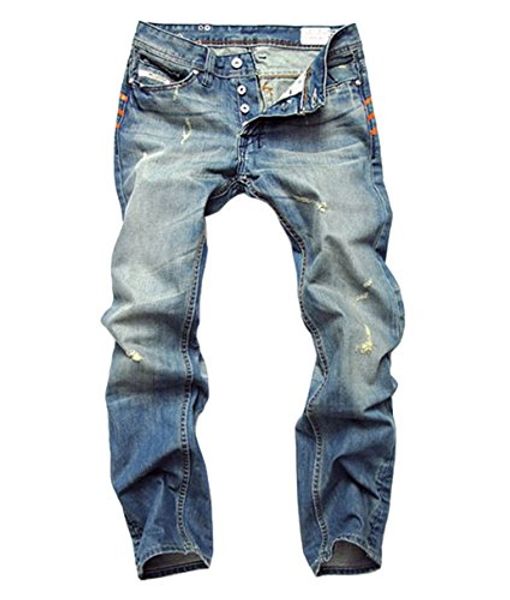 acefast inc men ripped straight denim jeans retro button pants fashion trousers, Blue
acefast inc men ripped straight denim jeans retro button pants fashion trousers, Blue