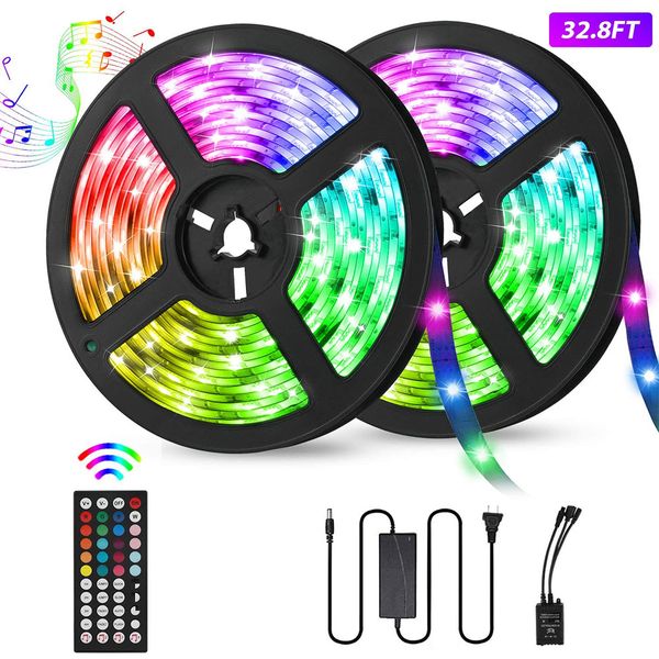 led strip lights, 33ft rgb 300 leds smd5050 ip65 waterproof light strips kit, music sync rope lighting with 44-key ir remote controller
led strip lights, 33ft rgb 300 leds smd5050 ip65 waterproof light strips kit, music sync rope lighting with 44-key ir remote controller