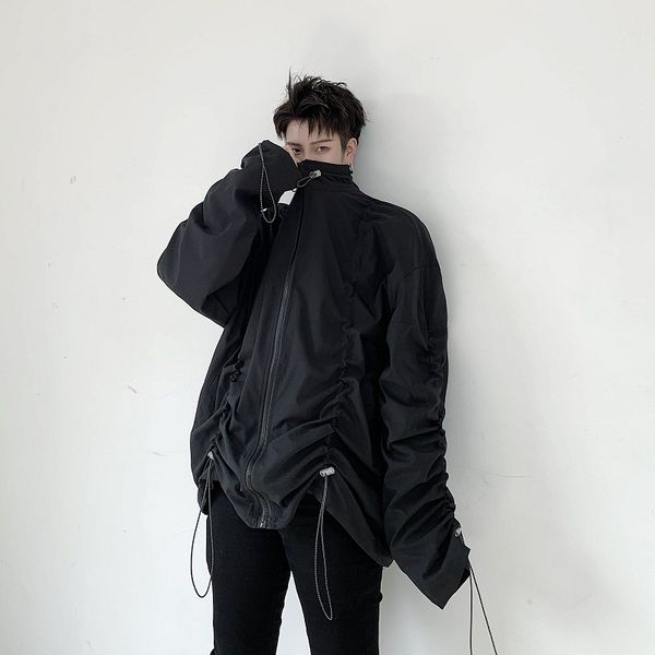 men drawstring folds loose casual jacket male women high street hip hop windbreaker coat outerwear spring autumn clothes, Black;brown
men drawstring folds loose casual jacket male women high street hip hop windbreaker coat outerwear spring autumn clothes, Black;brown