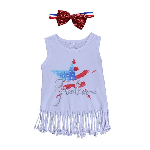 girl tassel t-shirt kids printing stars sleeveless vest american flag independence national day usa 4th july letter round neck, Blue
girl tassel t-shirt kids printing stars sleeveless vest american flag independence national day usa 4th july letter round neck, Blue
