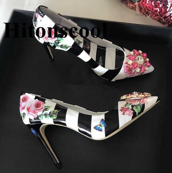 party pumps wedding shoes fashion women floral stripe high heels patchwork pointed toe stilettos bridal crystal pumps, Black
party pumps wedding shoes fashion women floral stripe high heels patchwork pointed toe stilettos bridal crystal pumps, Black