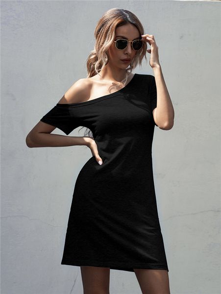 designers women one shoulder sleeveless solid color dresses womens dress with piockets fashion female dress, Black;gray
designers women one shoulder sleeveless solid color dresses womens dress with piockets fashion female dress, Black;gray