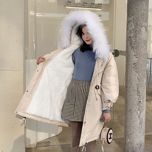 long fur coat lamb wool lining hooded winter down coat women oversize jacket student cotton padded wadded parkas big pocket, Black
long fur coat lamb wool lining hooded winter down coat women oversize jacket student cotton padded wadded parkas big pocket, Black