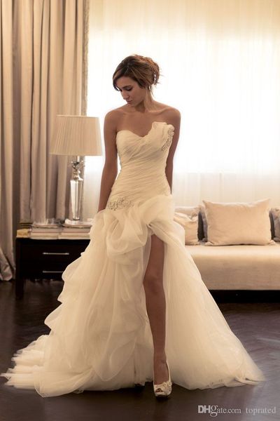 ruffles front split wedding dress beading sweetheart sleeveless sweep train custom made wedding gown vestidos de noiva, White
ruffles front split wedding dress beading sweetheart sleeveless sweep train custom made wedding gown vestidos de noiva, White