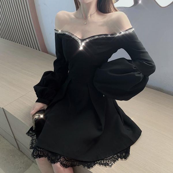 spring korea fashion lady elegant long sleeve party dress women black diamonds v-neck lantern sleeve short dress, White;black
spring korea fashion lady elegant long sleeve party dress women black diamonds v-neck lantern sleeve short dress, White;black