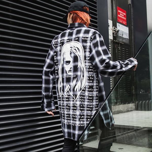 extra long mens printed plaid shirt long sleeve red black blue yellow color hiphop 2019 spring autumn summer, White;black
extra long mens printed plaid shirt long sleeve red black blue yellow color hiphop 2019 spring autumn summer, White;black
