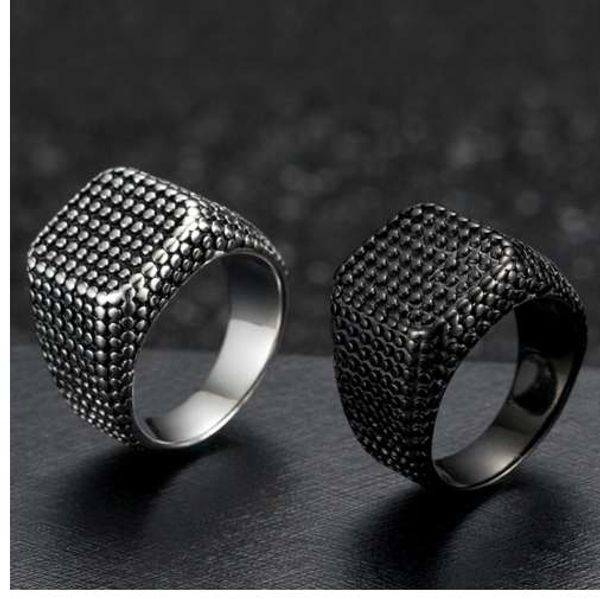 men cool square titanium ring punk black stainless steel punctiform, Golden;silver
men cool square titanium ring punk black stainless steel punctiform, Golden;silver