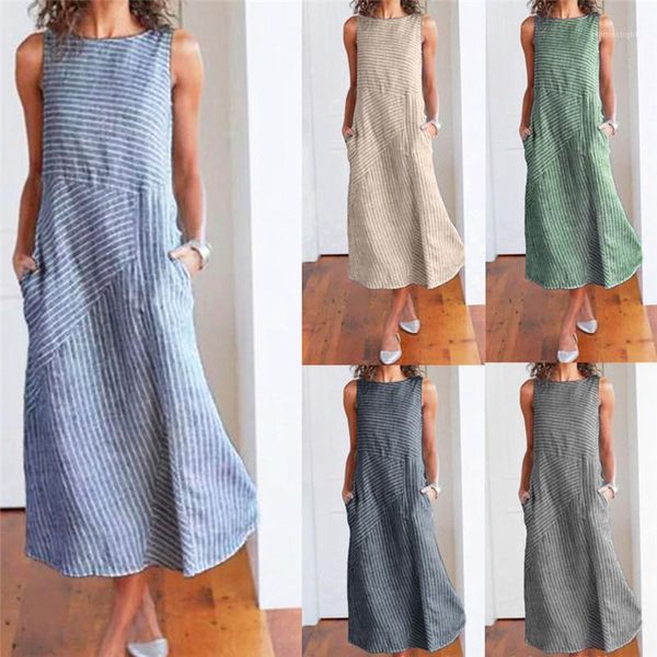sleeveless crew neck pockets dress casual female clothing summer womens designer casual dress solid color striped printed, Black;gray
sleeveless crew neck pockets dress casual female clothing summer womens designer casual dress solid color striped printed, Black;gray